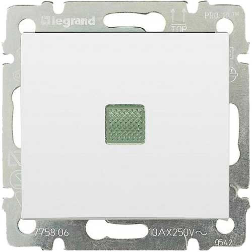 Выключатель одноклавишный с подсветкой СП Legrand Valena белый