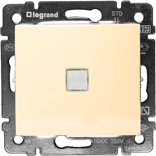 Выключатель одноклавишный с подсветкой СП Legrand Valena слоновая кость