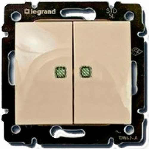 Выключатель двухклавишный с подсветкой СП Legrand Valena слоновая кость