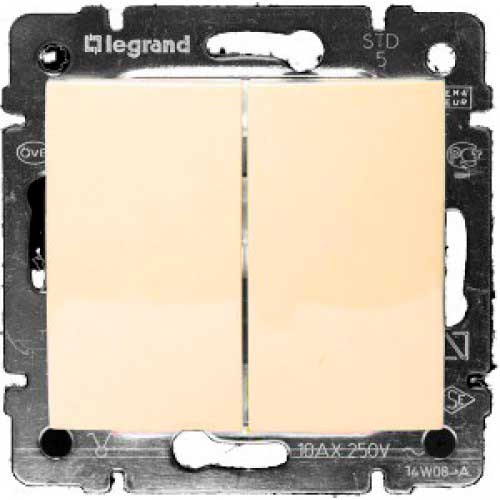 Выключатель двухклавишный СП Legrand Valena слоновая кость