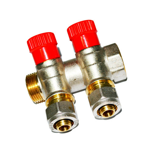 Коллектор с регулируемыми вентилями  2 выхода 3/4*16 Vieir