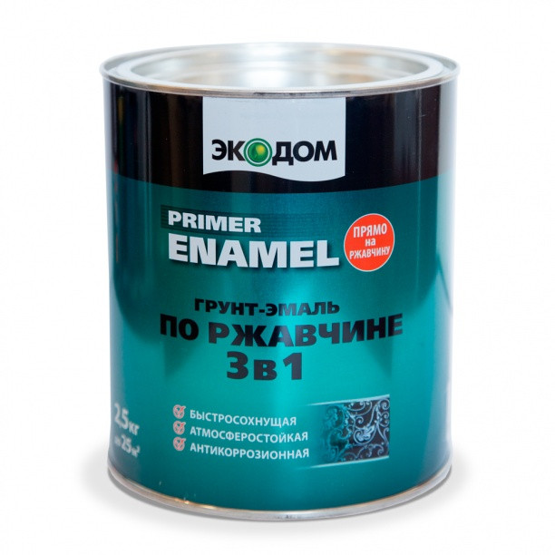 Грунт-эмаль по ржавчине ЭКОДОМ серая (1 кг)