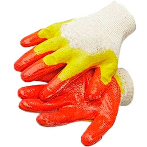 Перчатки х/б с двойным латексным покрытием (ЛЮКС) КРАСНЫЙ облив