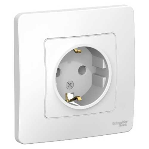 Розетка одинарная с заземлением СП Schneider Electric Blanca белый 