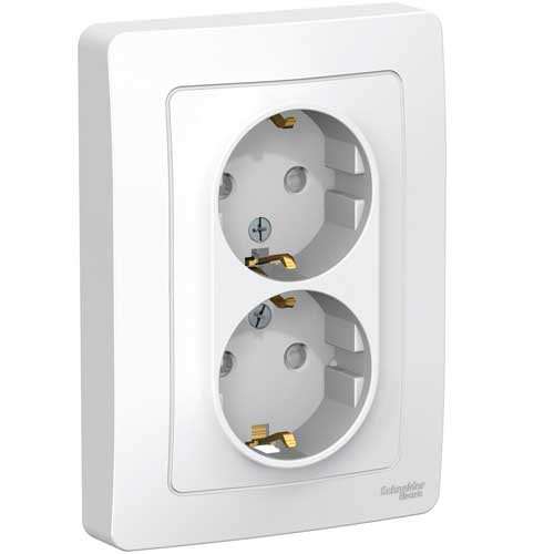 Розетка двойная с заземлением СП Schneider Electric Blanca белый 