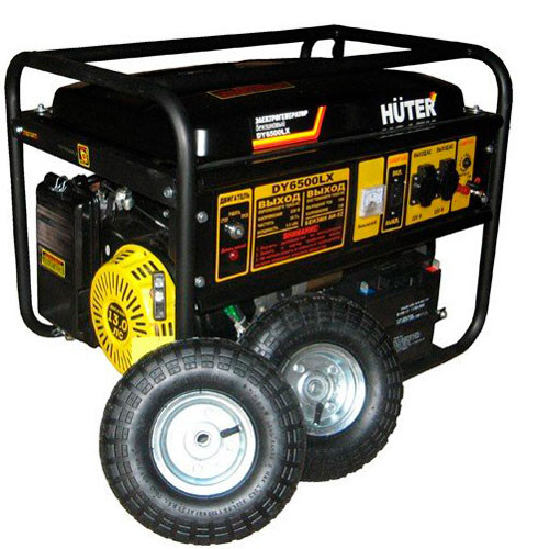 Электрогенератор DY6500LX с колёсами и аккумулятором Huter Электрогенератор DY6500LX с колёсами и аккумулятором Huter