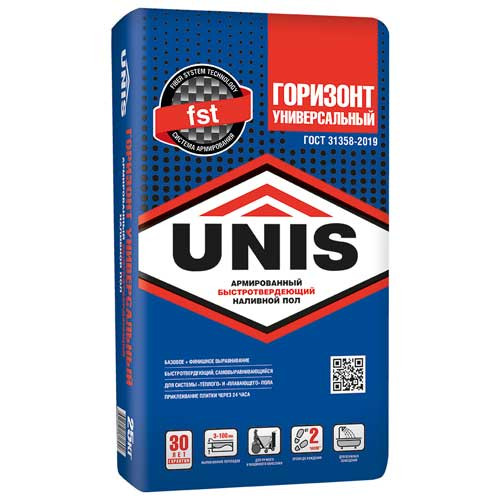 Наливной пол Юнис Горизонт универсальный быстротвердеющий 3-100 мм Юнис 20 кг