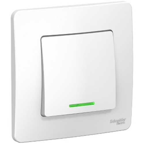 Выключатель одноклавишный с подсветкой СП Schneider Electric Blanca белый 