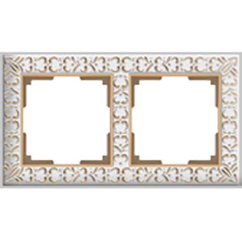 Рамка двойная Werkel Antik белое золото
