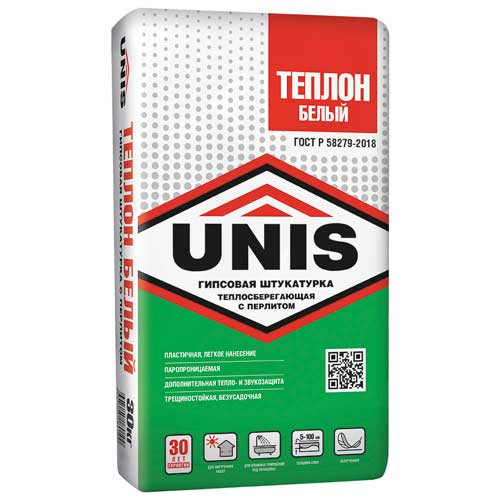 Штукатурка гипсовая Юнис ТЕПЛОН БЕЛЫЙ 30 кг