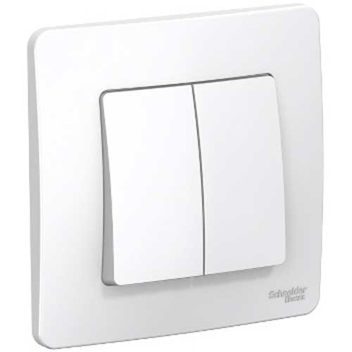 Выключатель двухклавишный СП Schneider Electric Blanca белый 
