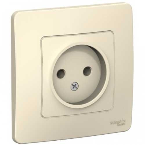 Розетка одинарная без заземления СП Schneider Electric Blanca молочный 