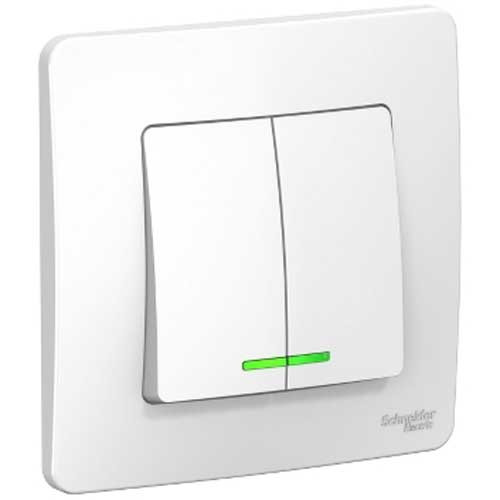Выключатель двухклавишный с подсветкой СП Schneider Electric Blanca белый 