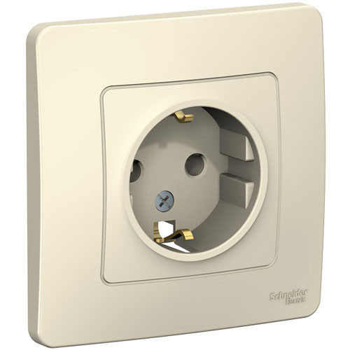 Розетка одинарная с заземлением СП Schneider Electric Blanca молочный 
