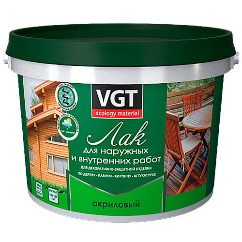 Лак акрил. для нар/внутр матовый 0,9 кг ВГТ