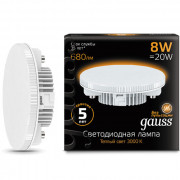 Лампа светодиодная GX53 8Вт таблетка 3000К теплый белый GAUSS