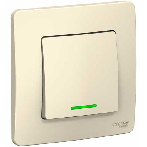 Выключатель одноклавишный с подсветкой СП Schneider Electric Blanca молочный 