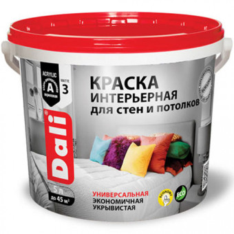 Краска акриловая DALI интерьерная белоснежная 5 л