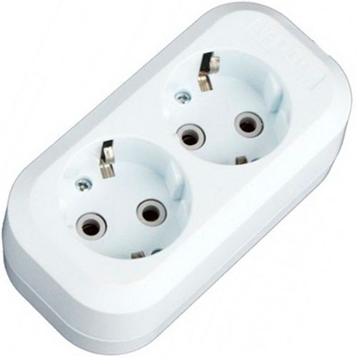 Розетка для удлинителя  2 гнезда с заземлением
