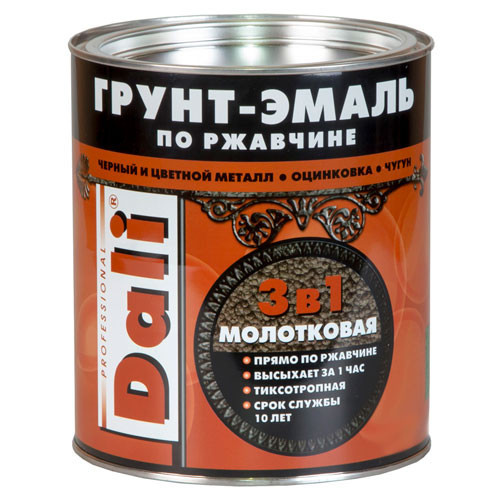 Грунт-эмаль МОЛОТКОВАЯ по ржавчине бронзовая (2 л) Dali