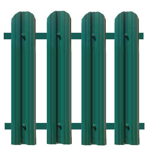 Штакетник металлический фигурный (М) зеленый 1,5 м двухсторонний