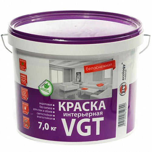 Краска интерьерная белоснежная 7 кг VGT