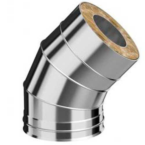 Колено для дымохода сэндвич 135х200х115 Нержавейка (Нз 0.50 + Нм 0.80)