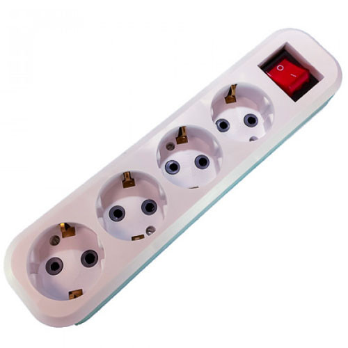 Розетка для удлинителя 4 гнезда с выключателем и заземлением
