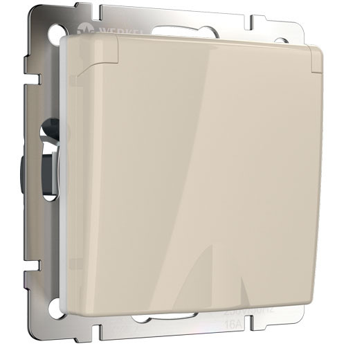 Розетка одинарная с защитной крышкой и заземлением СП Werkel слоновая кость