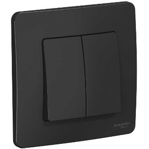Выключатель двухклавишный СП Schneider Electric Blanca антрацит 