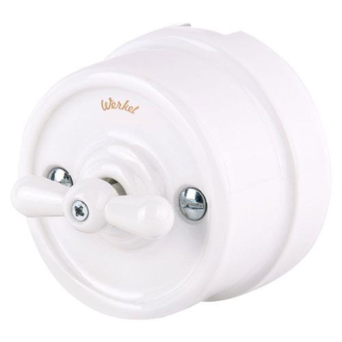 Выключатель одноклавишный проходной Werkel Ретро белый