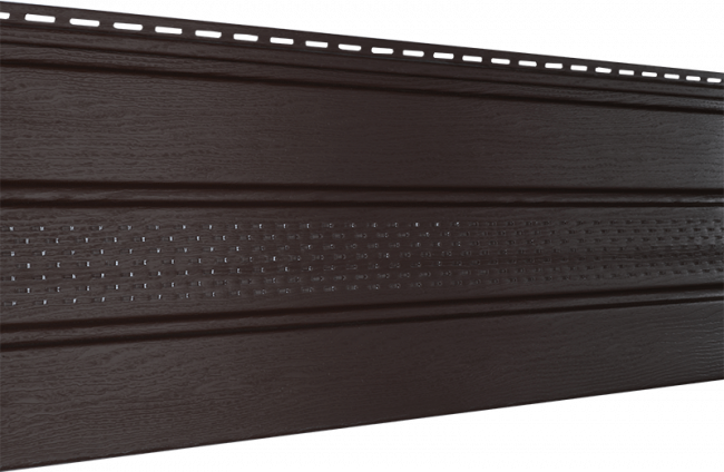 Софит коричневый частично перфорированный 3000*300 мм. Ю-Пласт